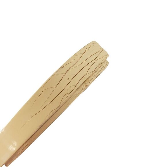 Ivory Hand-Held Mirror Painted Wood Magnolia Altissima Flower Gloss Finish VTG - Picture 8 of 8